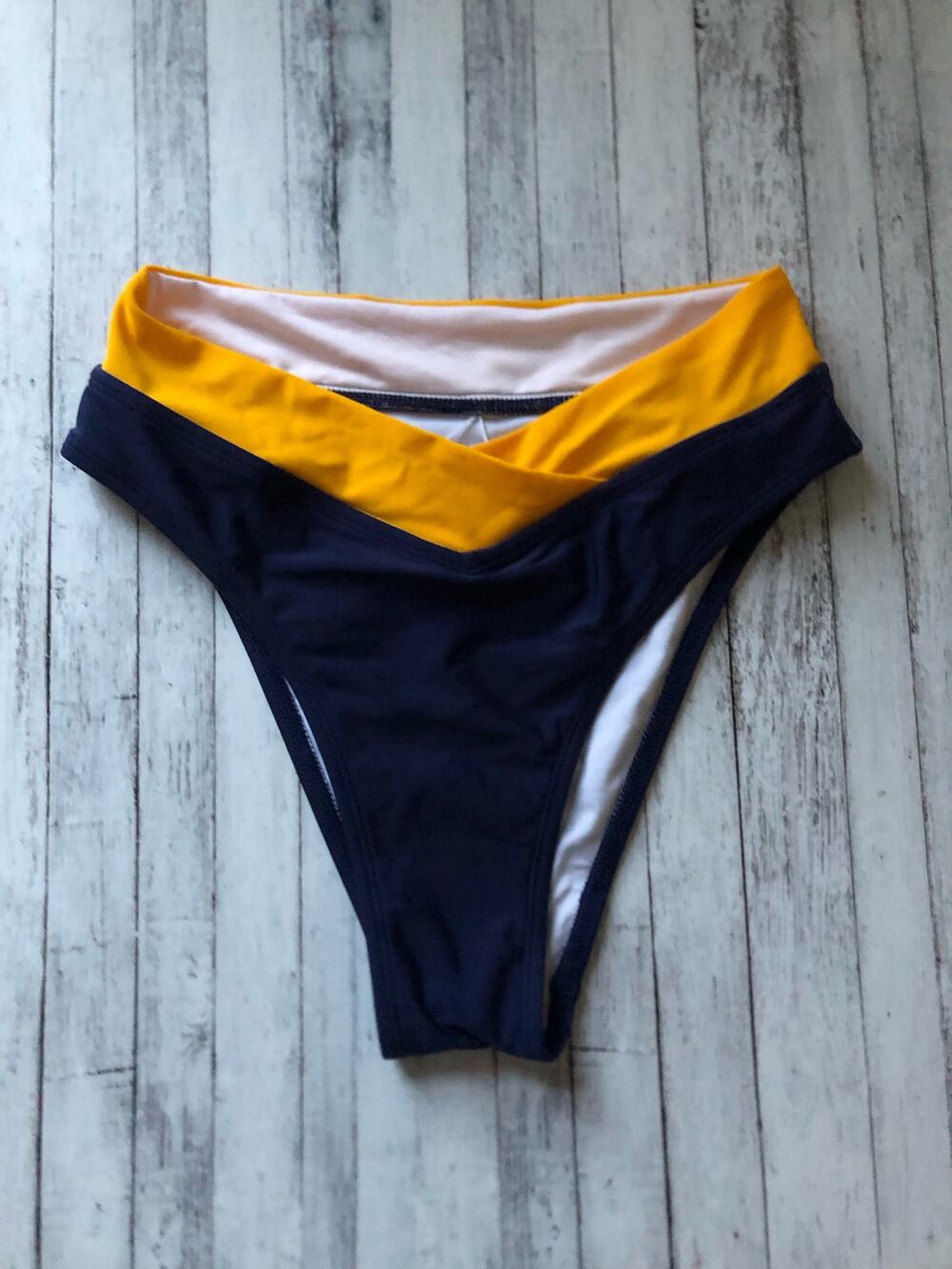 Cupshe bikini bottom | Navy/yellow | size xsmall